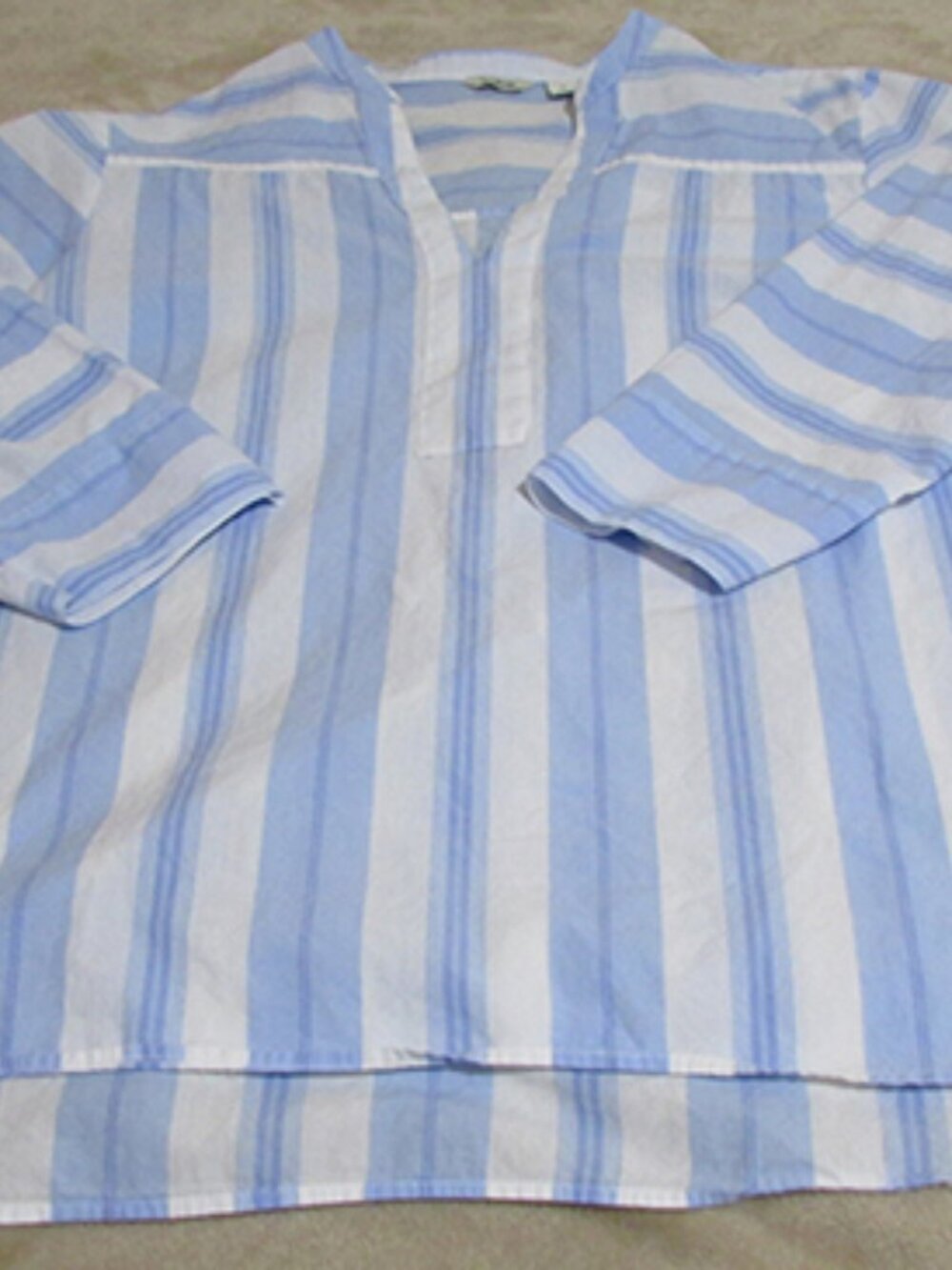 L.L. Bean Women's Tunic Style Blue & White Stripe Shirt - Size Large (B) - Picture 1 of 6